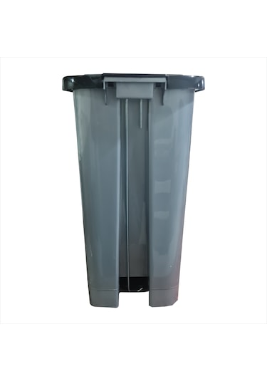 Saplı Pedallı Kapaklı Kare Dikdörtgen Köşe Mutfak Ofis Ev İşyeri Çöp Atık Kovası Kabı Kutusu Gri - Siyah