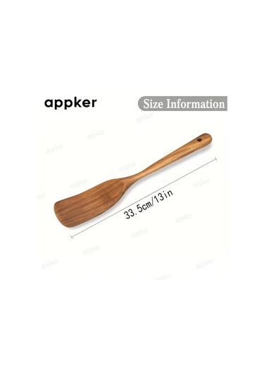 Brightnova Appker Akasya Ahşap Spatula Seti Wooden Shovel Yapışmaz Yemek Güvenli Pişirme Karıştırma Kızartma Düz Ve Delikli Spatula Ahşap