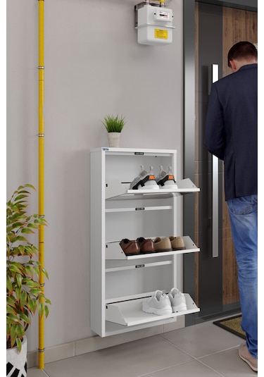 Ceha 3'lü Metal Ayakkabılık Kar Beyaz/Aynalı K.AYK-3/A/P9003