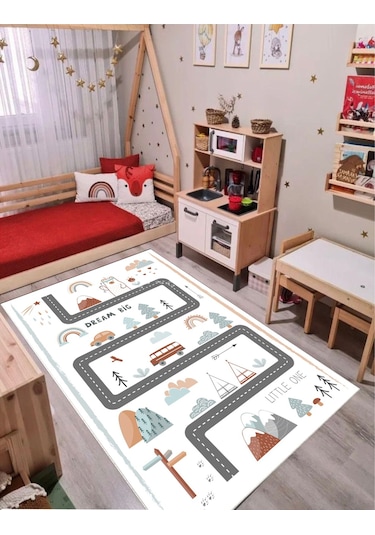 Trafik Çocuk Oyun Halısı Kaymaz Makinede Yıkanabilir Oyun Matı 3