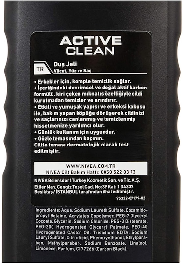 Nivea Men Active Clean Aktif Karbon Duş Jeli 500 ML