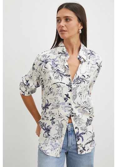 Uterpe Jungle Print Gömlek Mavi