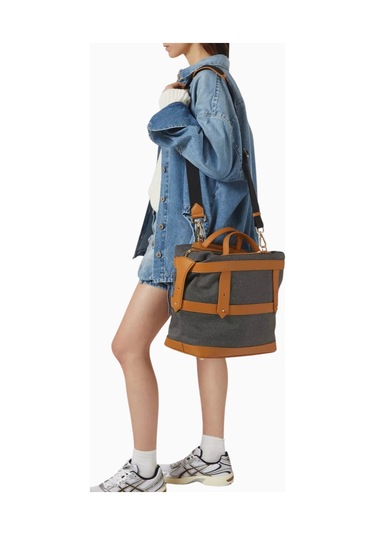 Weekender Bag Ecocraft Canvas Sandstone Black Hafta Sonu Çantası