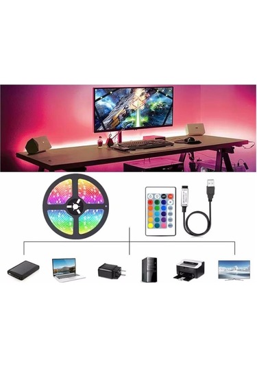 Electroon Bluetooth Kumandalı Tv Arkası Rgb Usb Şerit Led 5metre 5 METRE