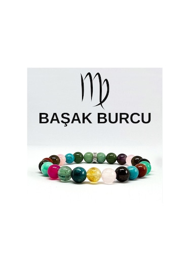 Başak Burcu Bilekliği 8mm Doğaltaş Bileklik - 16 Cm Çok Renkli