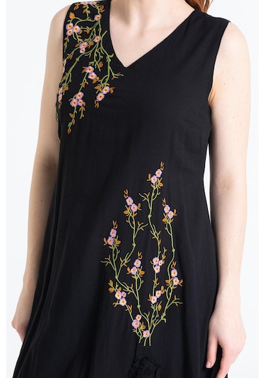 Kolsuz Vual Candan Yırtmaçlı Midi Boy Elbise Siyah Syh-siyah