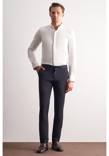 Lacivert Yan Cep Düz Paça Slim Fit Chino Casual Pantolon 1003255158 Lacivert