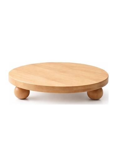 Bambu Top Mantar Ayaklı Yuvarlak Sunumluk 25x25 Cm Şık Pasta & Tatlı Servis Tabağı Kahverengi