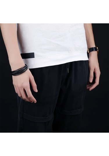 Gogoey Erkek Deri Bileklik Siyah Manyetik Toka Bileklik Db5093 Çok Renkli