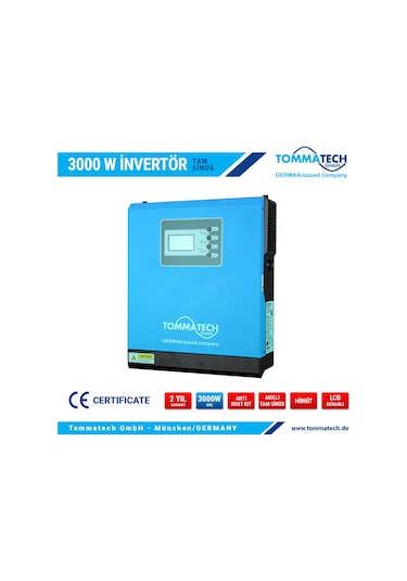 Tommatech Tam Sinüs 3000 W New 3Kw Akıllı İnvertör Tam Sinüs