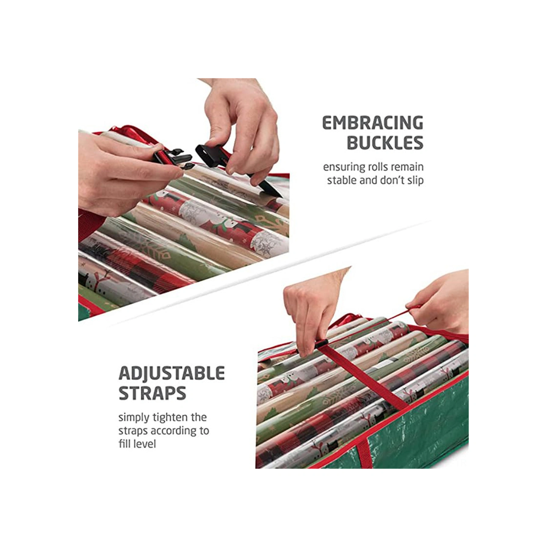 Dofolink Noel Paket Kağıdı Depolama Kutusu - Su Geçirmez Pe Malzeme İle Paket Kağıdı, Ribbon Ve Dekorasyonları Düzenleyen, Yatak Altı Saklama Kabı Yeşil Yeşil