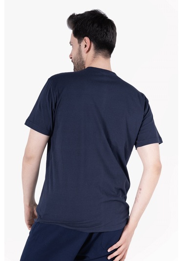 T-shirt V Yaka %100 Pamuk Lacivert