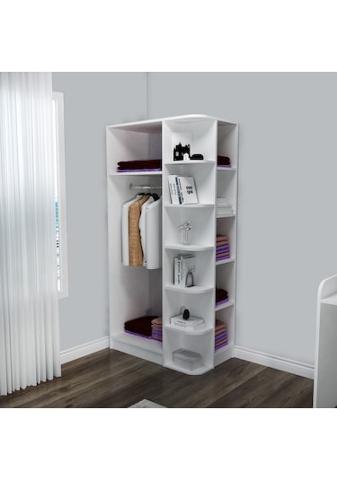 Arnetti Luses 3 Kapaklı Raflı Genç Odası Gardırop, Beyaz - Luses