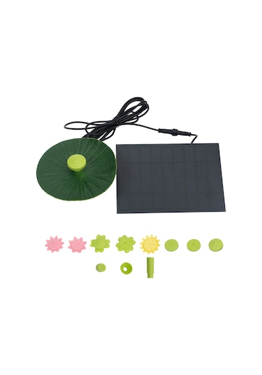 Geeksen Güneş Enerjili Kuş Banyosu Çeşmesi - 9 Nozullu Lotus Desenli Bahçe Dekoru, 10-100cm Su Yüksekliği