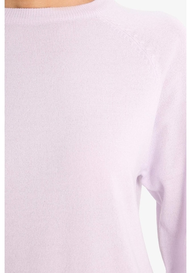 Defacto Relax Fit Bisiklet Yaka Basic Düz Triko Kazak I6913az25wnpr462 Mor