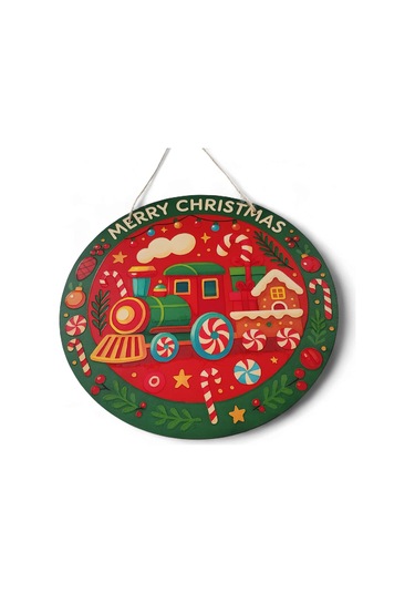 Şeker Treni Yeni Yıl Evi Kapı Ve Duvar Süsü 30x30