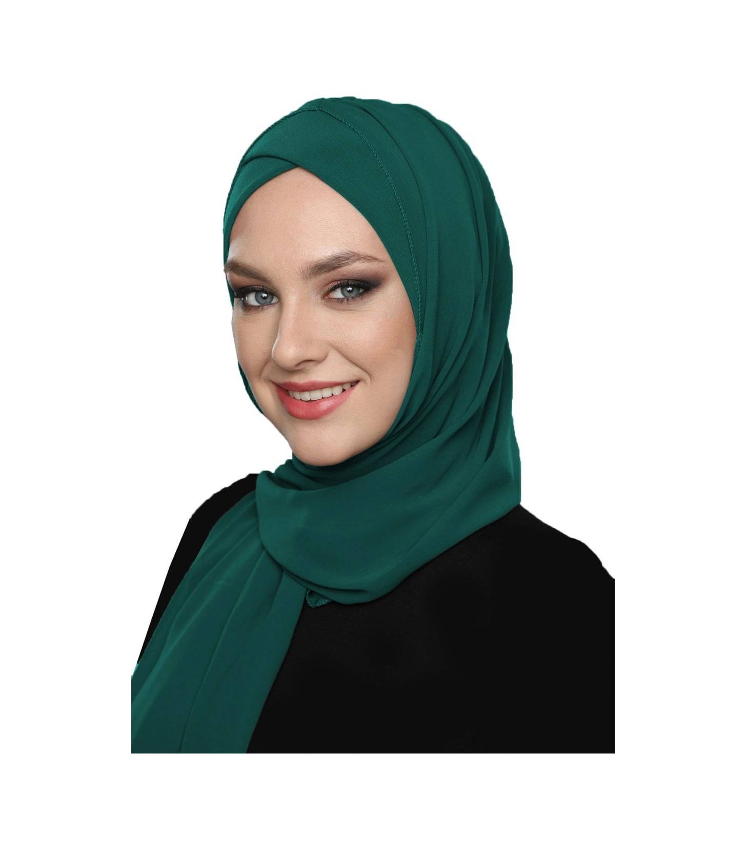 Şallı Takmatik Sade Yeşil Hazır Türban Tesettür Bone Namaz Örtüsü Hürrem