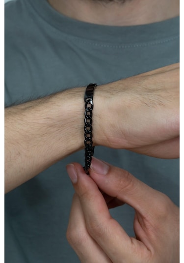 Takı Dükkanı Spotify Şarkı Kodlu Siyah Çelik Erkek Bileklik Ack06isyhc