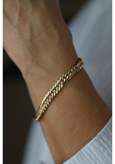 Yenigün Kuyumculuk 14 Ayar Altın Sıkı Gurmet Zincir Bileklik Blk58147 Sarı Altın