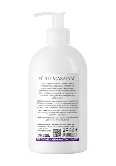 Akita Doğal Vücut ve Masaj Yağı Lavanta 250 ML