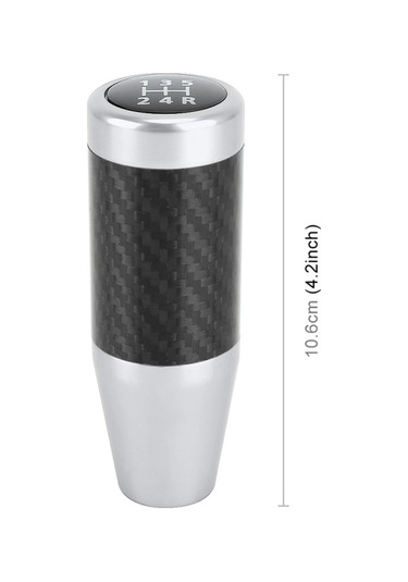 Wondernest Evrensel Araba Karbon Fiber Desenli Dişli Kafası Vites Topuzu Gümüş Gümüş