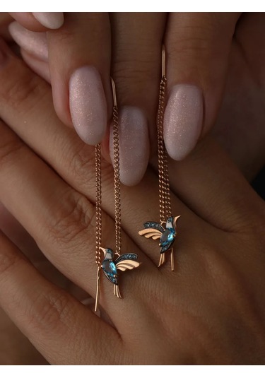 Serebro Rossii Uzun Kuş Küpeleri Gümüş 234431762 Altın