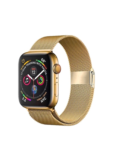 E2M iOS Uyumlu Watch 42-44-45-49 MM KRD-31 Metal Gold Kordon