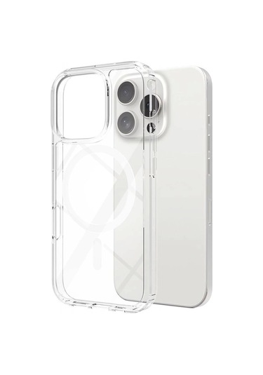 İphone Uyumlu 16 Pro Kılıf Magsafe Şarj Özellikli Şeffaf Sert Pc Redclick Embos Kapak