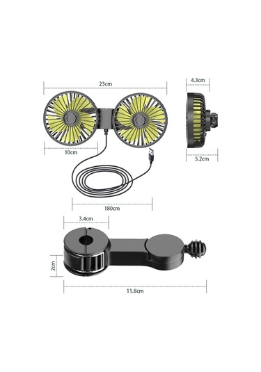 Suıtu F4208 Araç Soğutma Fanı Araç Arka Koltuk Arkalığı Usb Çift Kafalı Elektrikli Fan
