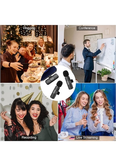 Skycıty İki Mikrofonlu Kablosuz Kollar İçin Canlı Yayın Mikrofonu, Ios Uyumlu