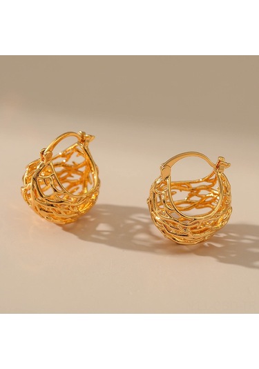 Samdoo 18k Altın Küçük Kafes Desenli Minimalist Küpe - Modern Geometrik Tasarım, Unik Stili Ve Dayanıklılık İle Her Zaman Mükemmel Diğer