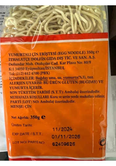 Egg Noodle - Çin Eriştesi 350 Gr