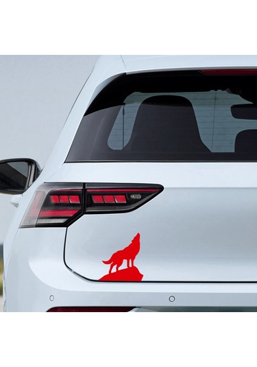 Bozkurt Sticker - Kurt Sticker - Oto Sticker - 17cmx20cm-kırmızı