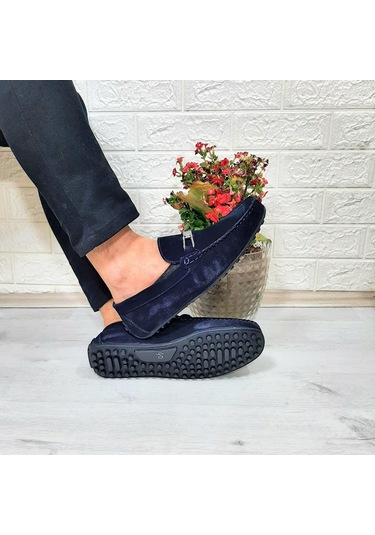 Fiyra Tkn Lacivert Nubuk Hakiki Deri Erkek Babet Günlük Ayakkabı 001