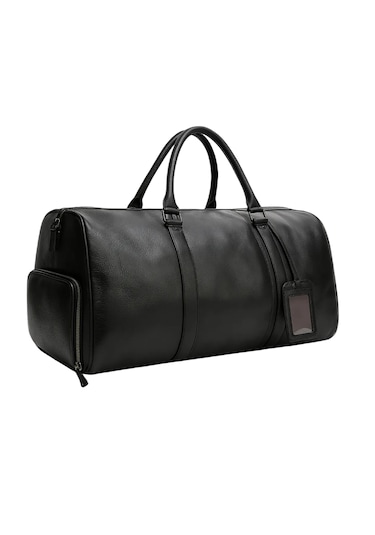 Seyahat Çantası Ayakkabı Bölmeli Spor Deri Siyah
