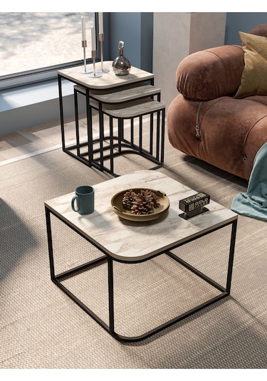 Orta Sehpa Ve Zigon Sehpa Damla Efes Bej