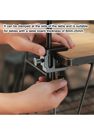 Yifomall Alüminyum Çelik Kamp Işık Rakusu - Masaüstü/toprak Takılıklı 3 Seviye Ayarlanabilir Depolama Rafı Siyah