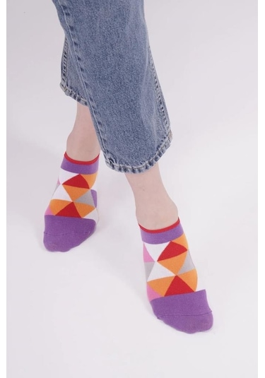 The Socks Company 164p 3 Çift Desenli Kadın Görünmez Çorap Çok Renkli