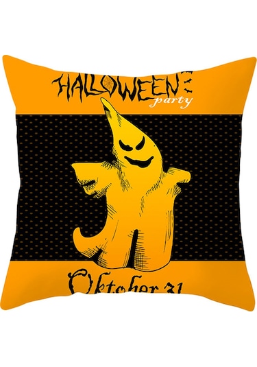 Yaleker Kârlı Kürke Halloween Kılıfı - 45x45cm Dekoratif Yastık Kılıfı, Ev & Kafe Partisi Dekoru, Bat/pumpkin Desenleri Tpr184-7, Yastık İçi Hariç Diğer