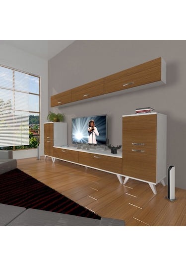 Decoraktiv Eko 9 Slm Std Retro Tv Ünitesi Tv Sehpası Beyaz - Ceviz