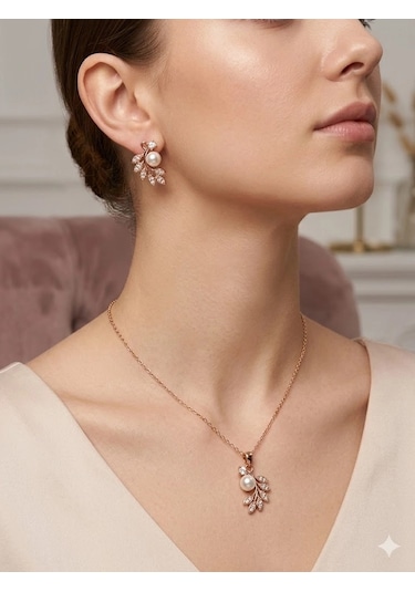 İnci Detaylı Yaprak Tasarımlı Set - Set0029 Diğer