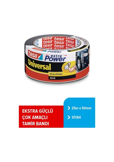 Duct Tamir Bandı, Extra Power Universal, Siyah, 25m X 50mm