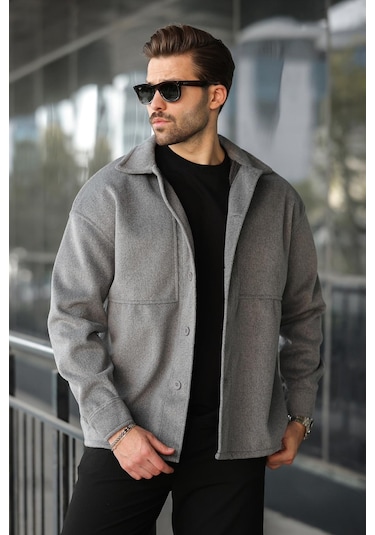 Antrasit Kaşe Gömlek Ceket E6765 Antrasit