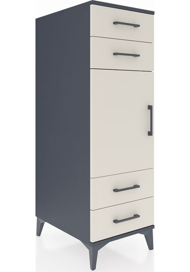 Kronos Dolap 2 Raflı 4 Çekmeceli Tek Kapaklı 44x59x134 Antrasit-aytaşı Antrasit