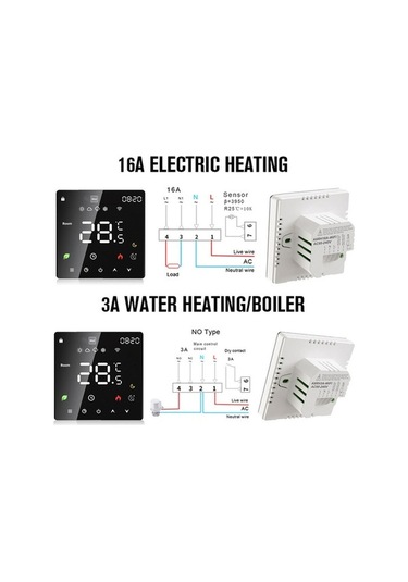 Fortunelane K6h16a Elektrikli Isıtıcı Termostati - Dokunmatik Led, Akıllı Programlama, Çocuk Kilidi, Ip20 Flam Yalıtımlı Pc, Otom