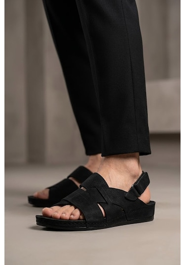 Elit Mysss264-038 Erkek Düz Sandalet Siyah