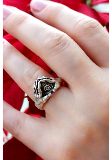 Antik Gümüş Kaplama İlluminati Avuç İçi Tek Göz Şekilli El Yapımı Ayarlanabilir Yüzük