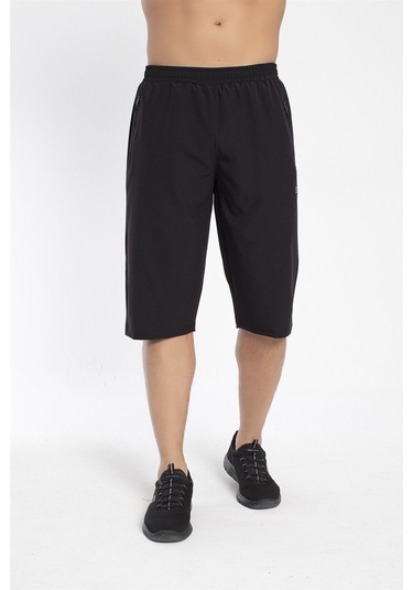 Crozwise Spor Lycra - Erkek Siyah Likralı Spor Kapri - 8036-10 Siyah