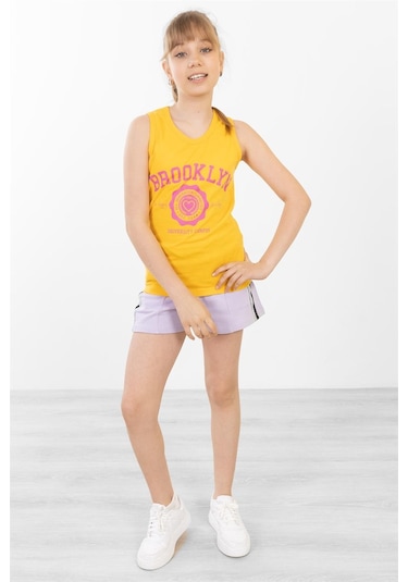 Brz Kids Baskılı Kız Çocuk Sıfır Kol T-shirt-sarı Sarı