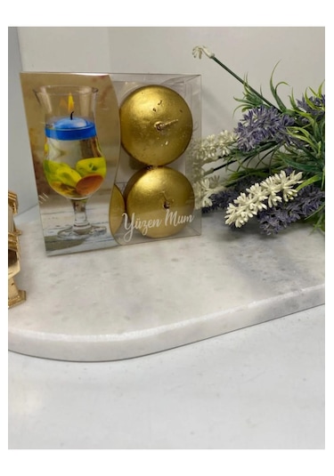 Gold Yüzen Mum 4lü Gold